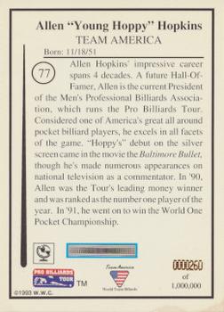 1993 Pro Billiards Tour #77 Allen Hopkins Back